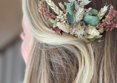 Bride wearing flower wedding hair clip
